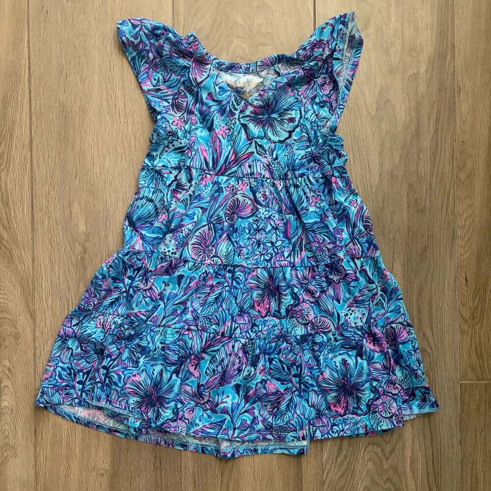 Lilly Pulitzer Girls Kawai Flutter Sleeve Dress Size S